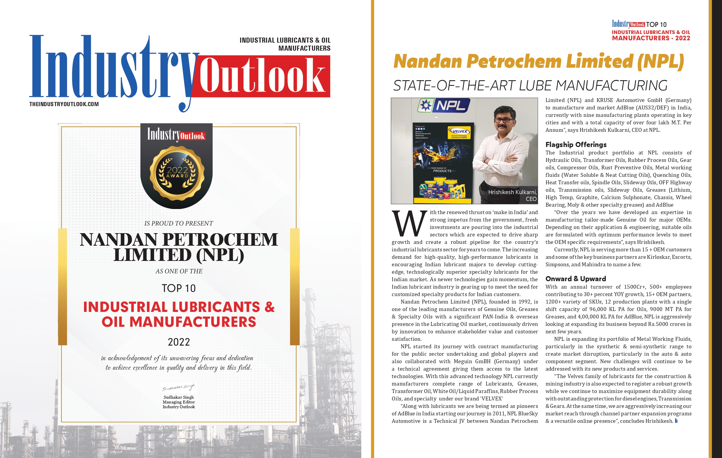 Nandan Petrochem is among the top 10 industrial lubricants 